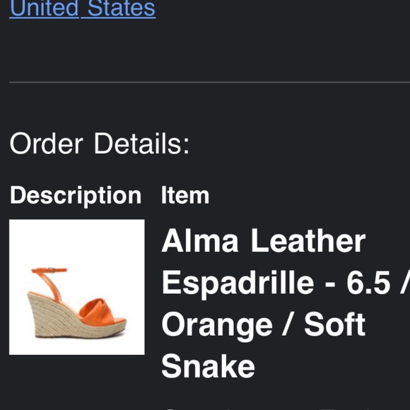 Schutz Alma Leather Espadrille Wedge Sandals - 6.5 Orange, new in box - Picture 7 of 7